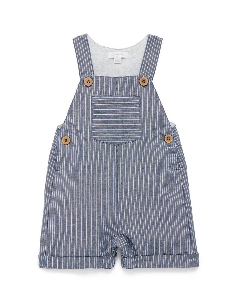 Purebaby Linen Blend Overall - Saturday Stripe - Outlet Shop For Kids