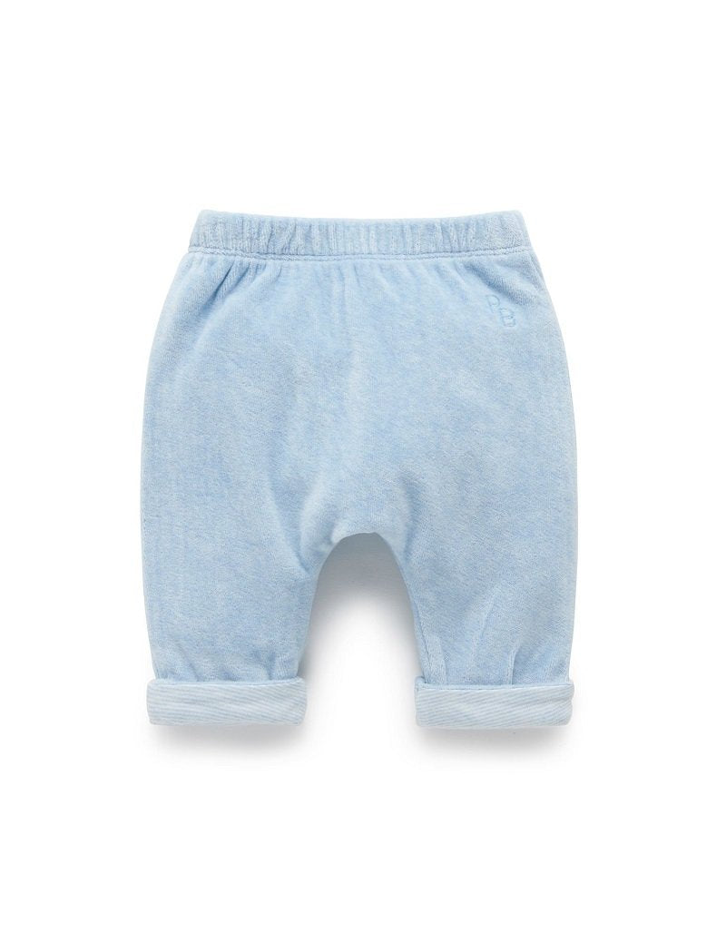 Purebaby Velour Softy Pant - Soft Blue Melange - Outlet Shop For Kids