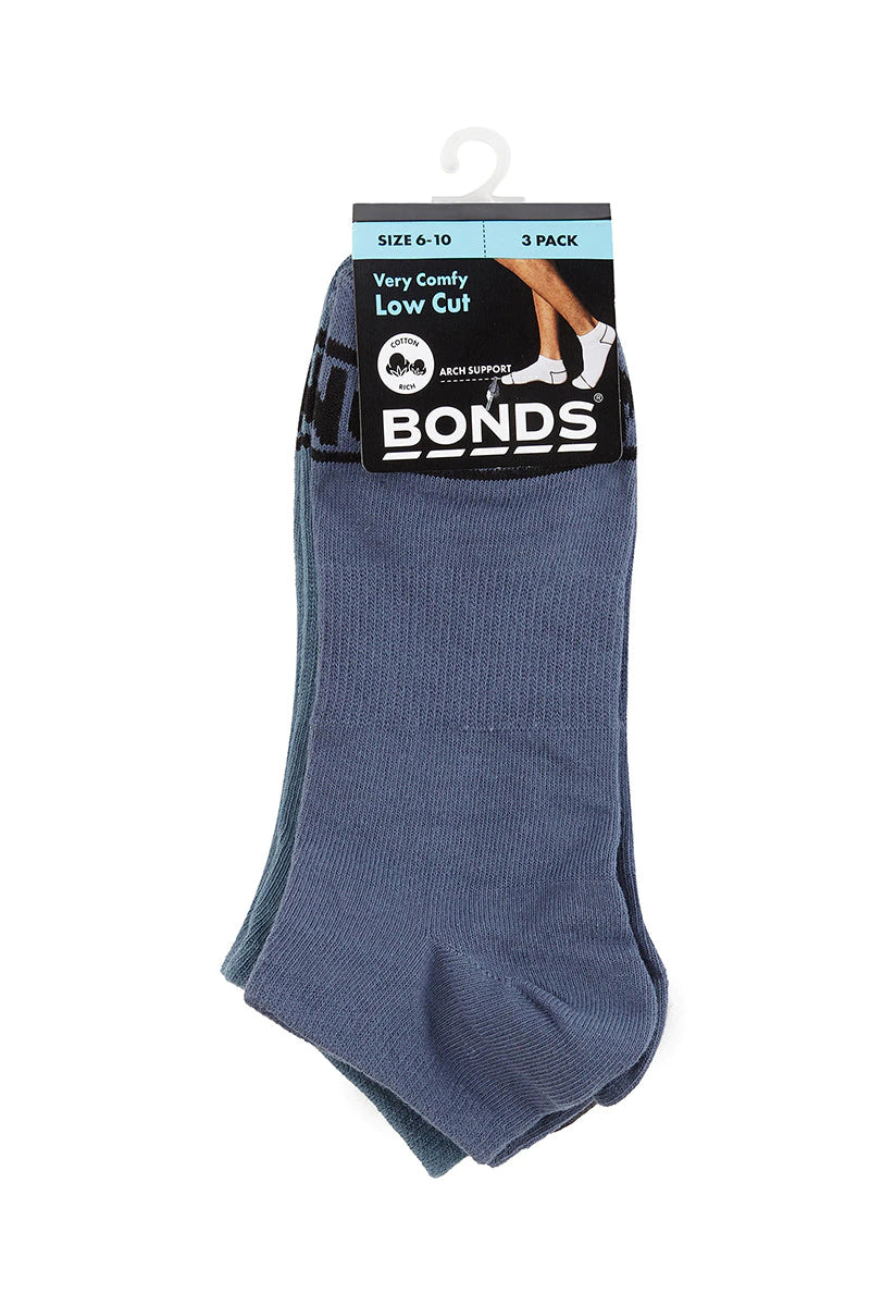Bonds Mens 100 Trainer Socks 3 Pack - Blue Pack