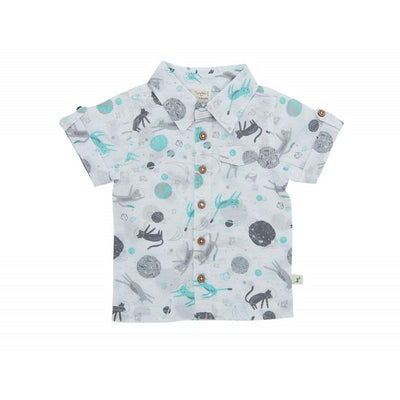 Tiny Twig Organic Cambric Shirt - Space Cat-Outlet Shop For Kids
