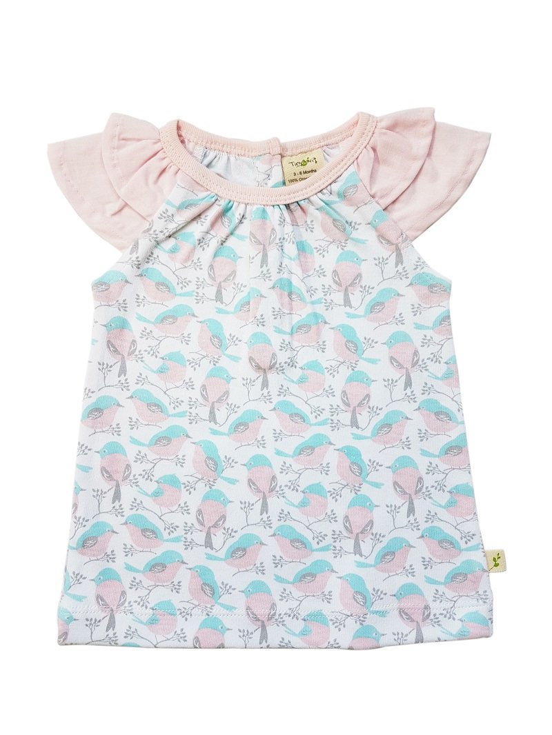 Tiny Twig Organic Flutter Sleeve Tee - Love Birds-Outlet Shop For Kids