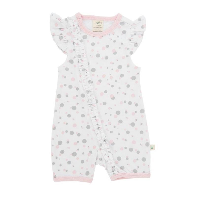 Tiny Twig Organic Frill Cap Sleeve Zipsuit - Little Dots-Outlet Shop For Kids