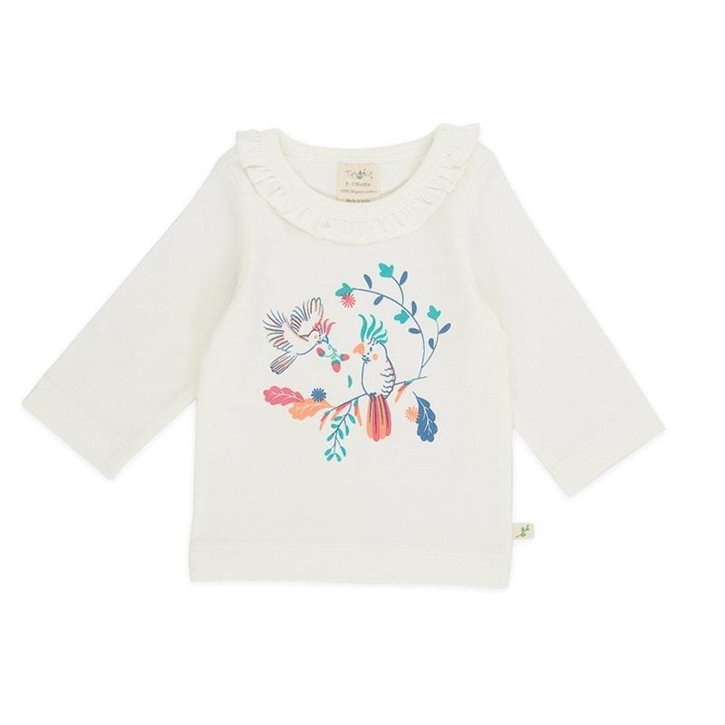 Tiny Twig Organic Long Sleeve Frill Round Neck Tee - Garden Floral-Outlet Shop For Kids