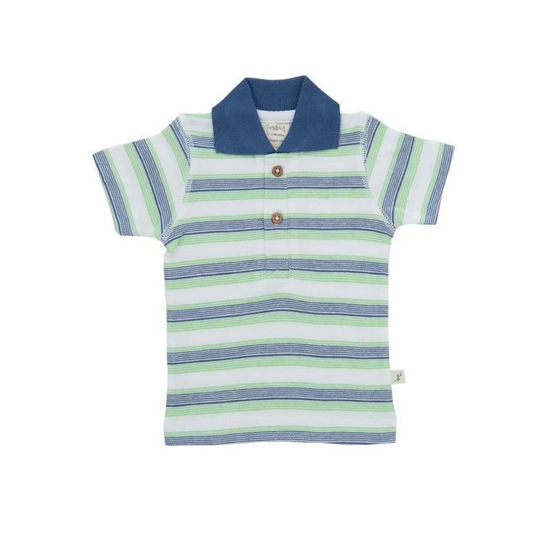 Tiny Twig Organic Polo Tee - Cactus Stripes-Outlet Shop For Kids