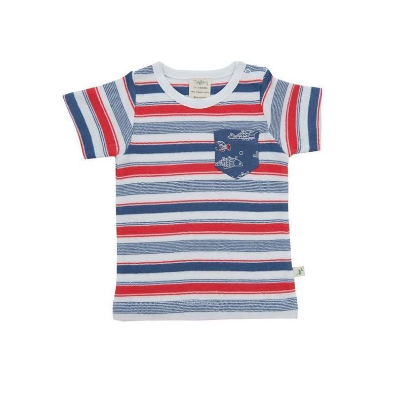 Tiny Twig Organic Round Neck Tee - Mariner Stripes-Outlet Shop For Kids