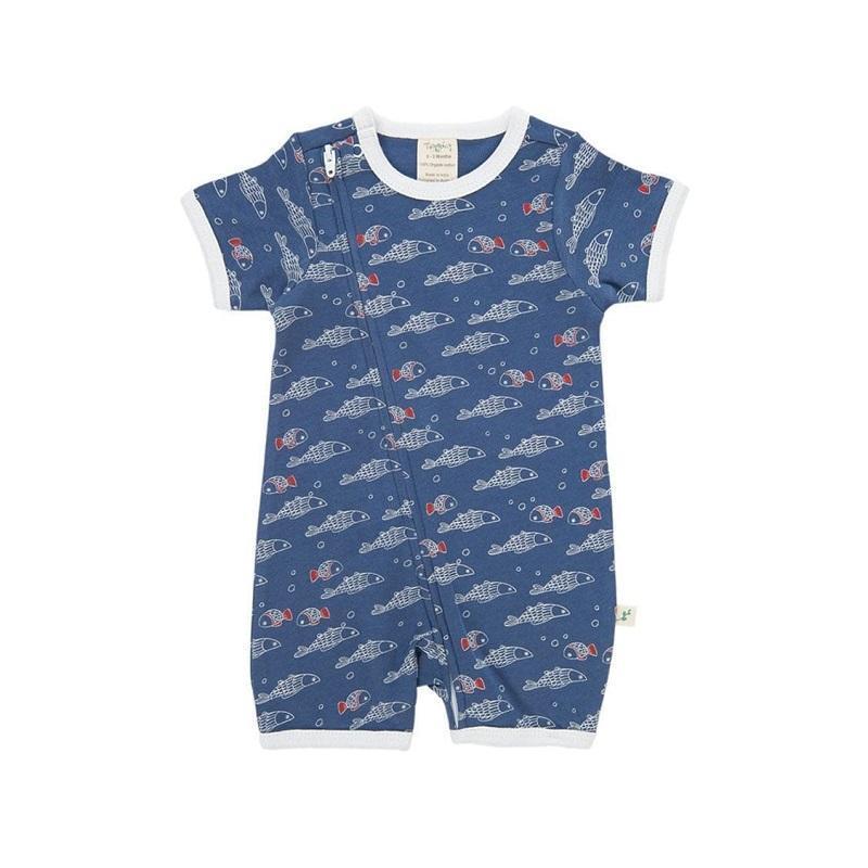 Tiny Twig Organic Short Sleeve Zipsuit - Little Fish AOP-Outlet Shop For Kids