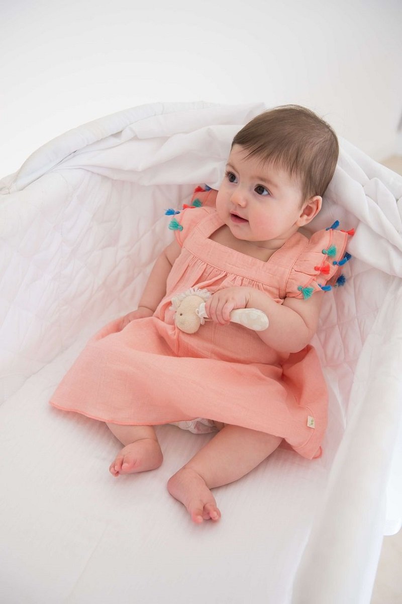 Tiny Twig Tassel Dress - Apricot Blush-Outlet Shop For Kids